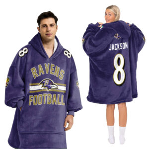 Baltimore Ravens Football Unisex Blanket Hoodie Custom Name And Number