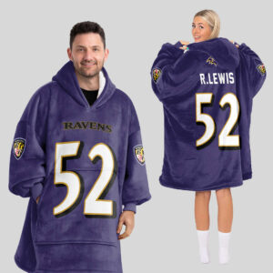 Baltimore Ravens Football Unisex Blanket Hoodie Custom Name And Number
