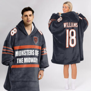 Chicago Bears Football Unisex Blanket Hoodie Custom Name And Number