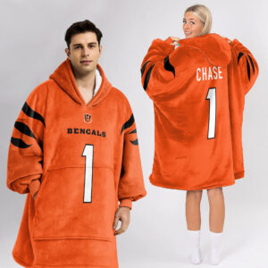 Cincinnati Bengals Football Unisex Blanket Hoodie Custom Name And Number