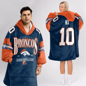 Denver Broncos Football Unisex Blanket Hoodie Custom Name And Number