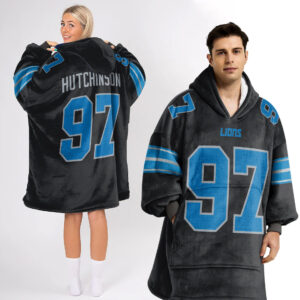 Detroit Lions Football Unisex Blanket Hoodie Custom Name And Number