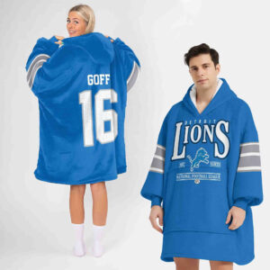 Detroit Lions Football Unisex Blanket Hoodie Custom Name And Number