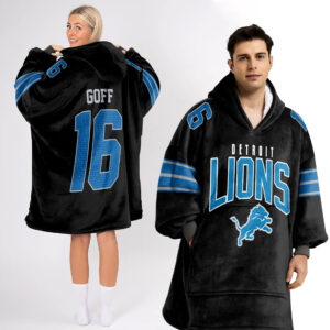 Detroit Lions Football Unisex Blanket Hoodie Custom Name And Number