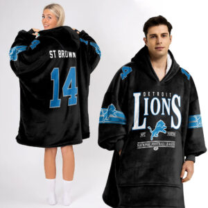 Detroit Lions Football Unisex Blanket Hoodie Custom Name And Number