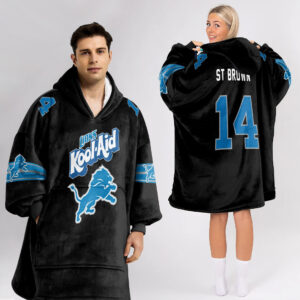 Detroit Lions Football Unisex Blanket Hoodie Custom Name And Number