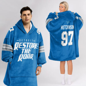 Detroit Lions Football Unisex Blanket Hoodie Custom Name And Number