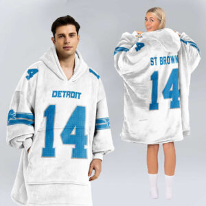 Detroit Lions Football Unisex Blanket Hoodie Custom Name And Number