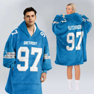 Detroit Lions Football Unisex Blanket Hoodie Custom Name And Number