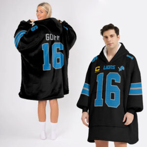 Detroit Lions Football Unisex Blanket Hoodie Custom Name And Number