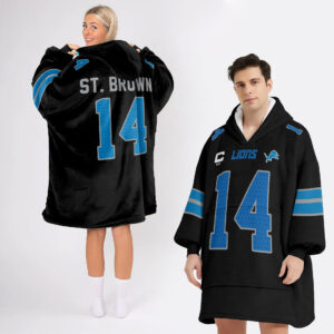 Detroit Lions Football Unisex Blanket Hoodie Custom Name And Number