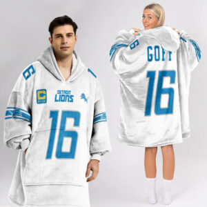 Detroit Lions Football Unisex Blanket Hoodie Custom Name And Number