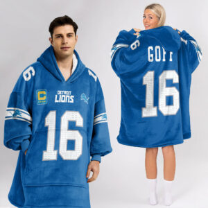 Detroit Lions Football Unisex Blanket Hoodie Custom Name And Number