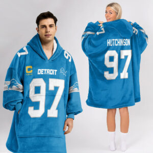 Detroit Lions Football Unisex Blanket Hoodie Custom Name And Number