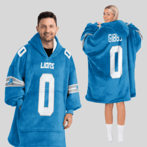 Detroit Lions Football Unisex Blanket Hoodie Custom Name And Number