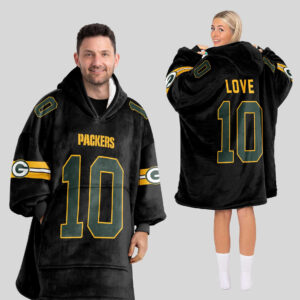 Green Bay Packers Football Unisex Blanket Hoodie Custom Name And Number