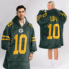 Green Bay Packers Football Unisex Blanket Hoodie Custom Name And Number