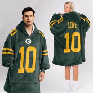 Green Bay Packers Football Unisex Blanket Hoodie Custom Name And Number