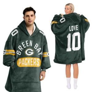 Green Bay Packers Football Unisex Blanket Hoodie Custom Name And Number