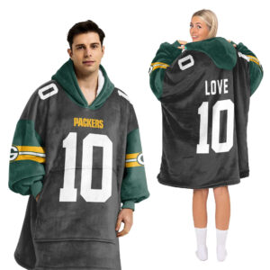 Green Bay Packers Football Unisex Blanket Hoodie Custom Name And Number