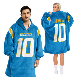 Los Angeles Chargers Football Unisex Blanket Hoodie Custom Name And Number