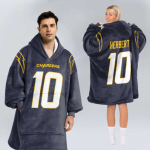 Los Angeles Chargers Football Unisex Blanket Hoodie Custom Name And Number
