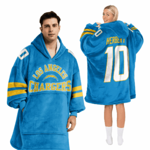 Los Angeles Chargers Football Unisex Blanket Hoodie Custom Name And Number