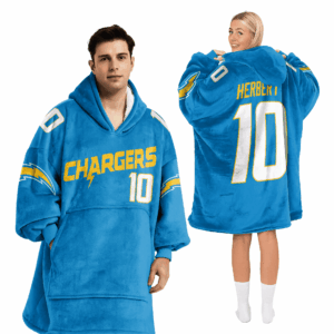 Los Angeles Chargers Football Unisex Blanket Hoodie Custom Name And Number