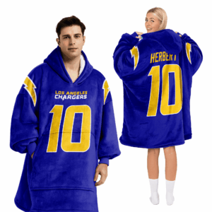 Los Angeles Chargers Football Unisex Blanket Hoodie Custom Name And Number