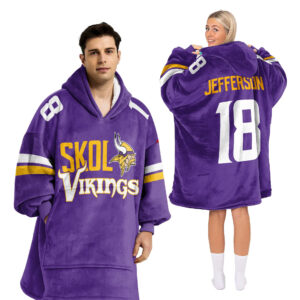 Minnesota Vikings Football Unisex Blanket Hoodie Custom Name And Number