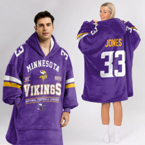 Minnesota Vikings Football Unisex Blanket Hoodie Custom Name And Number