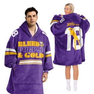 Minnesota Vikings Football Unisex Blanket Hoodie Custom Name And Number