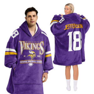 Minnesota Vikings Football Unisex Blanket Hoodie Custom Name And Number