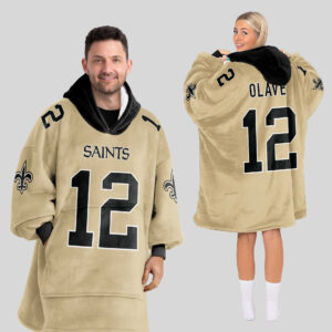 New Orleans Saints Football Unisex Blanket Hoodie Custom Name And Number