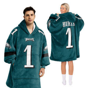 Philadelphia Eagles Football Unisex Blanket Hoodie Custom Name And Number