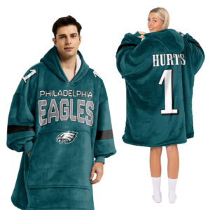 Philadelphia Eagles Football Unisex Blanket Hoodie Custom Name And Number