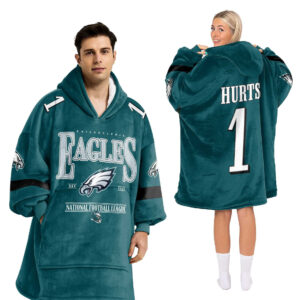 Philadelphia Eagles Football Unisex Blanket Hoodie Custom Name And Number