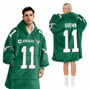 Philadelphia Eagles Football Unisex Blanket Hoodie Custom Name And Number