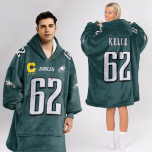 Philadelphia Eagles Football Unisex Blanket Hoodie Custom Name And Number