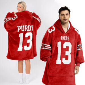 San Francisco 49ers Football Unisex Blanket Hoodie Custom Name And Number
