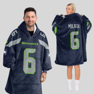 Seattle Seahawks Football Unisex Blanket Hoodie Custom Name And Number