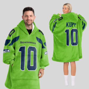 Seattle Seahawks Football Unisex Blanket Hoodie Custom Name And Number