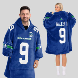 Seattle Seahawks Football Unisex Blanket Hoodie Custom Name And Number