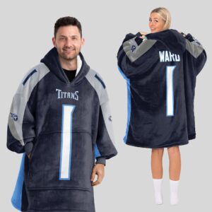 Tennessee Titans Football Unisex Blanket Hoodie Custom Name And Number