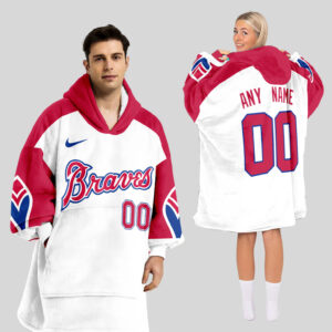 Atlanta Braves MLB Design Blanket Hoodie Custom Name And Number