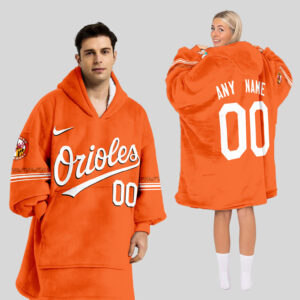Baltimore Orioles MLB Design Blanket Hoodie Custom Name And Number