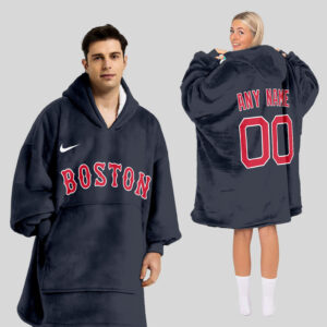 Boston Red Sox MLB Design Blanket Hoodie Custom Name And Number
