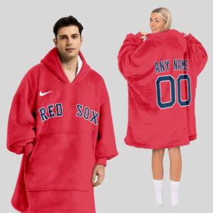 Boston Red Sox MLB Design Blanket Hoodie Custom Name And Number