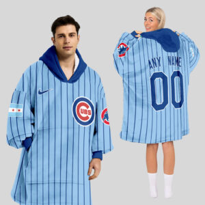 Chicago Cubs MLB Design Blanket Hoodie Custom Name And Number