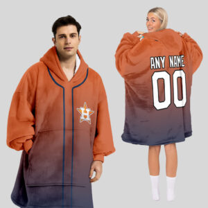 Houston Astros MLB Design Blanket Hoodie Custom Name And Number